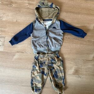 Carter's Gray and Blue Dino Hoodie Set